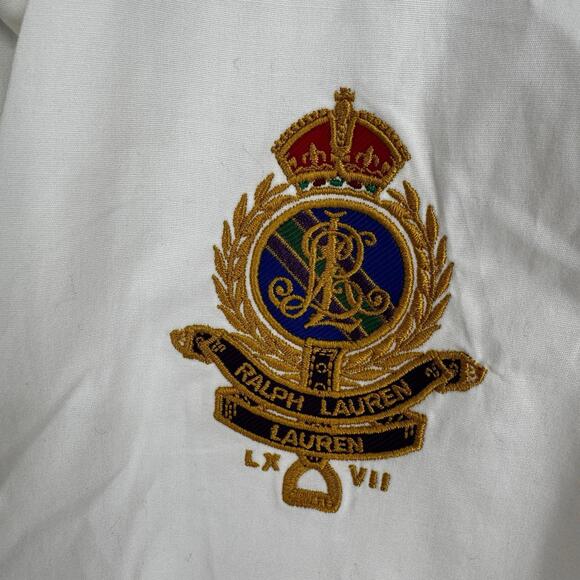 Lauren Ralph Lauren top XL white crest logo button up academia preppy old money - Picture 3 of 6